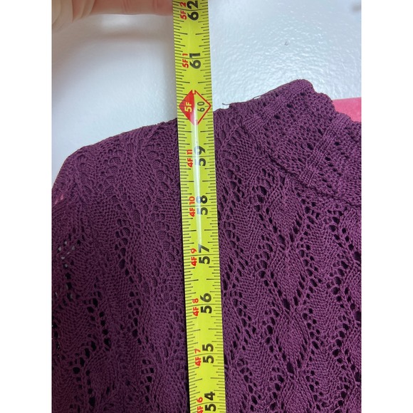 Something Navy Plum Purple Pointelle Knit Mock Neck Maxi Dress Womens S - Picture 11 of 13